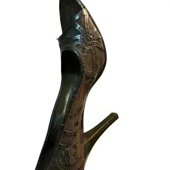 COPY - Carlos Santana Brown with Applique design Peep Toe Heels, Size 8 1/2 M, … - Picture 6 of 10
